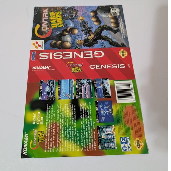 Contra Hard Corps Sega Genesis NO GAME Case Insert Cover Art ONLY USA Version - Picture 1 of 5